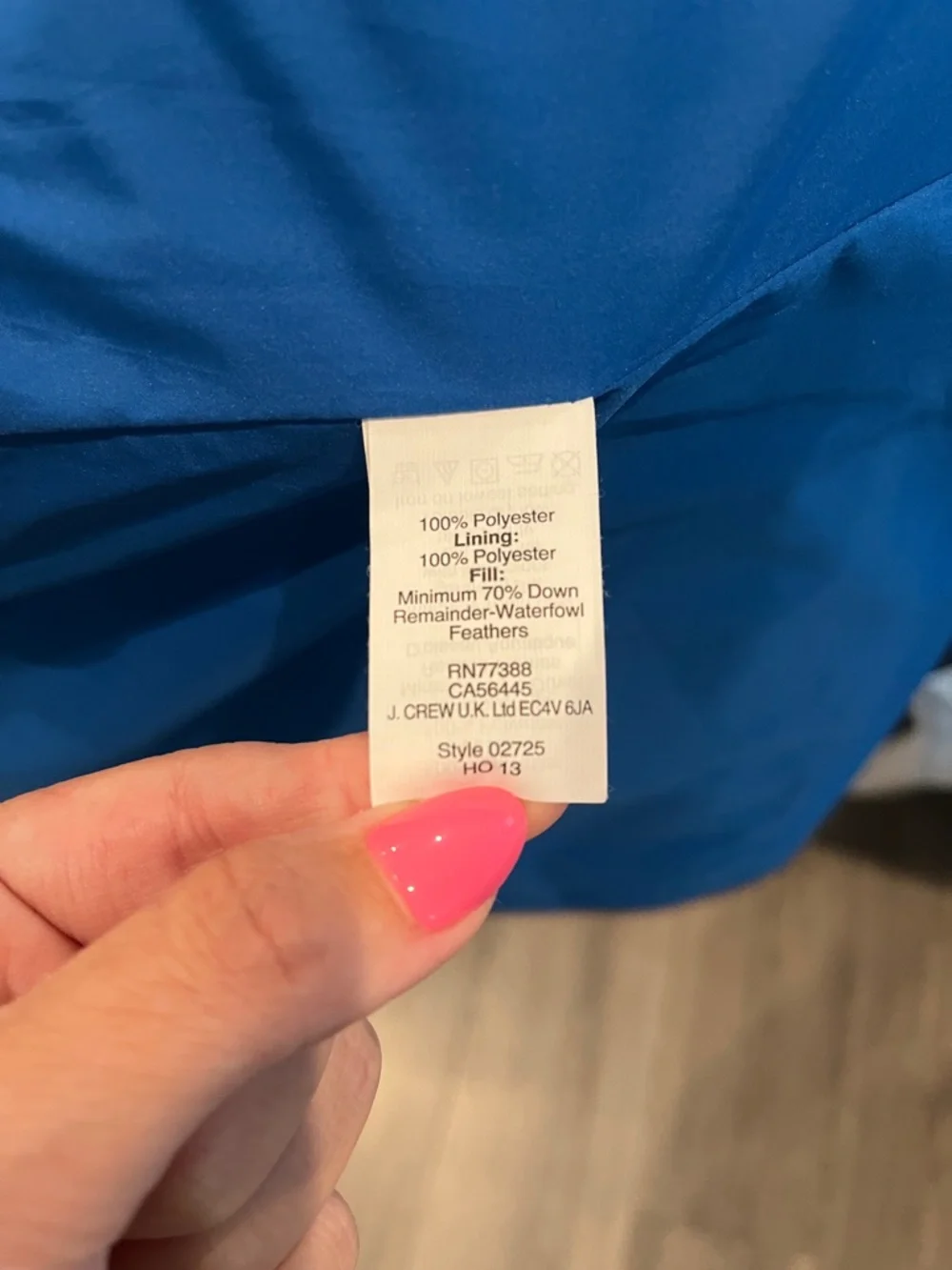 J. Crew Women’s Excursion Quilted Down Puffer Vest Royal Blue Size Large